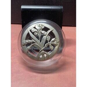 Vintage Pewter Glass Flowers Iris Seagull 1988 Canada Potpourri Jar Trinket